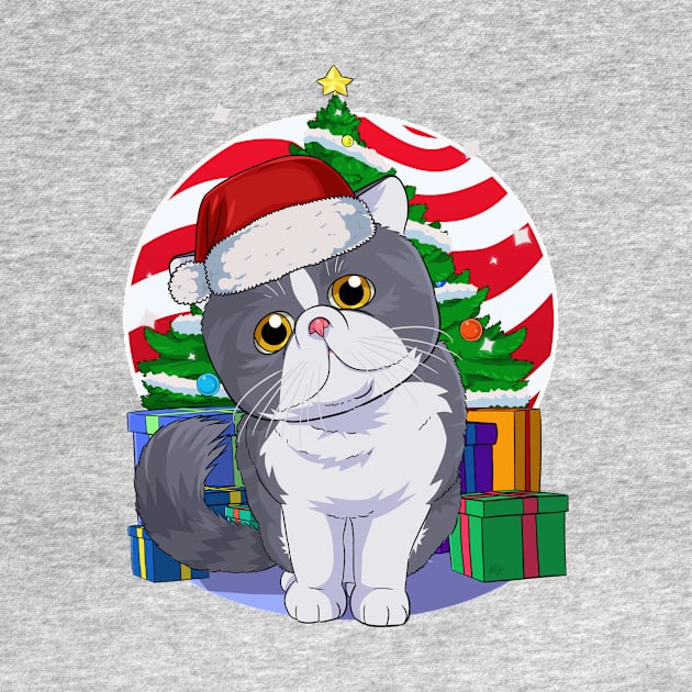 Cute Exotic Shorthair Cat Santa Claus Christmas by Noseking